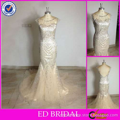 CR19 Best Selling Fishtail Shiny Evening Sequins Beaded Dresses